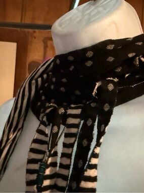 Black & White Striped and Polka Dot Women's Scarf